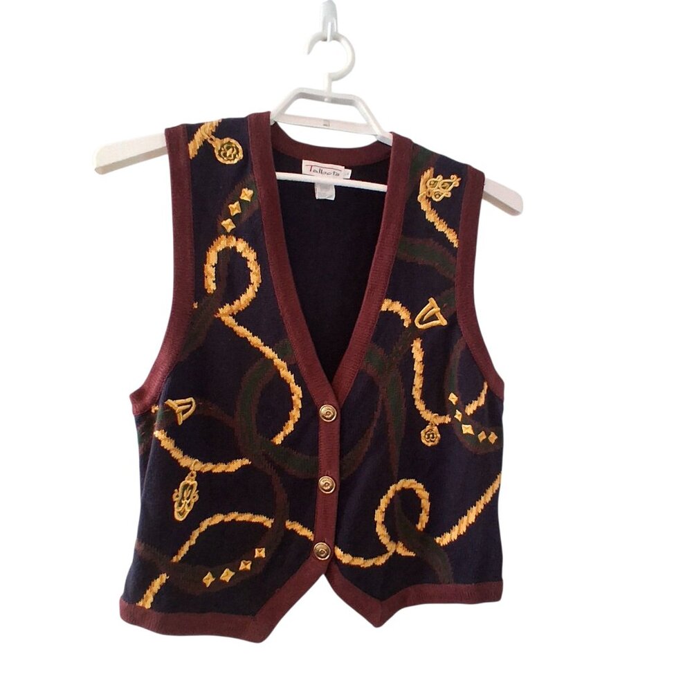 Talbots vintage sweater vest womens Large Equestrian